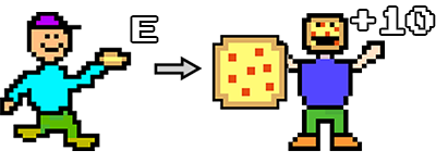 player shooting pizza at child